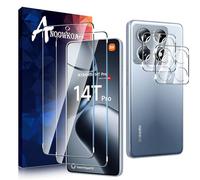 Anoowkoa 2 Pack para Xiaomi 14T Pro Protector de Pantalla + 2 Pack Protector de Lente de Cámara, protector de pantalla de vidrio templado, película protectora