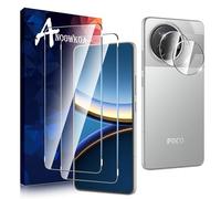 Anoowkoa 2 Pack para Xiaomi Poco F7 Pro/Poco F7 Ultra Protector de Pantalla + 2 Pack Protector de Lente de Cámara, protector de pantalla de vidrio templado, película protectora