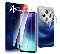 Anoowkoa 2 Pack para Xiaomi Redmi 14C/Redmi 14 C/Poco C75 Protector de Pantalla + 2 Pack Protector de Lente de Cámara, protector de pantalla de vidrio templado, película protectora