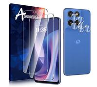 Anoowkoa 2 Piezas para Motorola Moto G37/Moto G47/Moto G57/Moto G57 Power/Moto G56 Protector de Pantalla + 2 Piezas Protector de Lente de Cámara, protector de pantalla de vidrio templado
