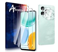 Anoowkoa Paquete de 2 + 2 protectores de pantalla para Honor X5c Plus y protectores de lente de cámara, película protectora de vidrio templado, antihuellas dactilares
