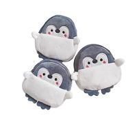 Anopo 3PCS Pequeño Monedero Animal Lindo Kawaii Carteras para Adolescentes Mini Peluche Bolsa de Maquillaje para Mujeres con Cremallera Pingüino-A