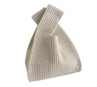 Anopo Bolso Pequeño con Nudo para Mujer Mini Bolso de Ganchillo Bolso de Mano de Muñeca Monedero de Punto Compacto para Playa Viaje Uso Diario Hueco Beige