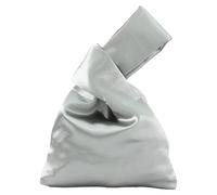 Anopo Bolso Pequeño de Satén con Lazo para Mujer Clutch Elegante para Noche Bandolera con Pulsera Saco Tote Grande Plata