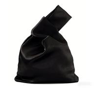 Anopo Bolso Pequeño de Satén con Lazo para Mujer Clutch Elegante para Noche Bandolera con Pulsera Saco Tote Grande Negro