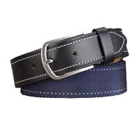 Anopo Cinturón Elástico para Hombre en Nylon con Extremos de Cuero Genuino Cinturón de Golf Tejido para Pantalones Vaqueros Largo 115cm Azul