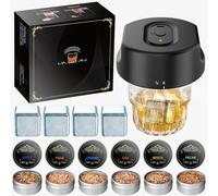 Anosuwa Ahumador cocteles - Set ahumador whisky con 6 tipos de virutas de madera,Saturn smoker, Regalo para hombres en cumpleaños, Navidad y aniversarios (sin butano)