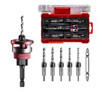 Anosuwa Juego de 5 Avellanadores con Top de Cojinete y Portabrocas Hexagonal 1/4", Brocas HSS M2 para Taladros de Precisión, Para Madera, Aglomerado, DM, Incluye Llave y Maletín