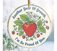 Another Year of Growth. I'm So Proud of You 5 - Adornos de Navidad - Decoraciones de Navidad - Acrílico de 3.6 pulgadas - Apoyo a amigos para amigos, familiares y mujeres - Adornos de Navidad de fresa