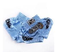 Anotherboxer MMA y Muay Thai Pantalones cortos para mujeres y niños, hechos de tela de mezcla de fibra transpirable con cintura elástica (M azul claro)