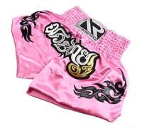 Anotherboxer - Pantalones cortos de boxeo para mujer, para entrenamiento de lucha, Muay Thai, con mezcla de fibra de poliéster transpirable y cintura elástica (L, rosa)