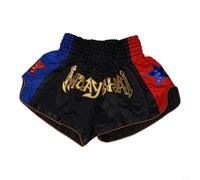 Anotherboxer - Pantalones cortos deportivos unisex para Muay Thai, artes marciales mixtas, kickboxing y fitness, ligeros, transpirables, de poliéster, cintura elástica, diseño impreso, negro o blanco
