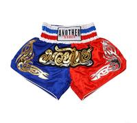 Anotherboxer - Pantalones cortos unisex de Muay Thai para artes marciales mixtas y kickboxing, mezcla de poliéster transpirable con cintura elástica para lucha y entrenamiento (3XL azul + rojo)