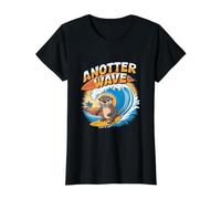 Anotter Wave - Divertido Juego de Palabras Surfing Surfer Otter Camiseta gráfica económica, Mujer, Negro, M