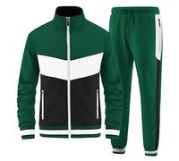 ANOTWENER Conjunto deportivo de 2 piezas para hombre, casual, manga larga, con cremallera completa, chaqueta y pantalones deportivos, traje de jogging, conjunto deportivo, XX-Large