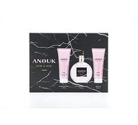 ANOUK - Rose & Noir, Perfume 100 ml + Gel de Baño 75 ml + Loción Corporal 75 ml, Estuche Regalo para Mujer, Pack 3, Colonia Perfumada, Eau de Toilette, Fresca y de Larga Duración, Fragancia Floral