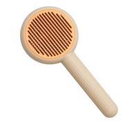 Anphly Peine de masaje para mascotas, peine de apertura de nudos, peine autolimpiable, peine universal para gatos y perros, depilación con un solo clic, color amarillo claro, estilo caqui, 1 pieza, 1