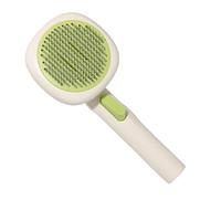 Anphly Peine de masaje para mascotas, peine de apertura de nudos, peine autolimpiable, peine universal para gatos y perros, depilación con un solo clic, color blanco y verde, estilo caqui, 1 pieza