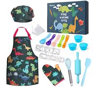 Anpro 27 PCS Kit de Cocina y Horneado para Niños , Juego de Roles para Niños,Chef Set Accesorios de Juego,Regalos para Cumpleaños y Navidad (Verde Oscuro, 3-7 años)