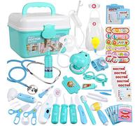 Anpro 46 pcs Maletin de Doctor y Enfermera, Juegos de Roles para Niños, Kit de Dentista con Estetoscopio y Abrigo, Regalo para Fiestas, Cumpleaños, Navidad