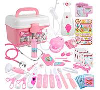 Anpro 46pcs Kit Maletin de Doctor y Enfermera,Juegos de Niños,Kit de Dentista con Estetoscopio y Abrigo,Regalo para Niños en Fiestas,Cumpleaños,Navidad, Juego de Roles del Doctor