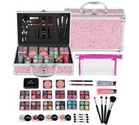 Anpro Estuche de Maquillaje Todo en Uno con Set de Maquillaje Pro Teen, Kit Completo de Cosméticos con Pinceles de Maquillaje, Pintalabios, Paleta de Sombras de Ojos, Colorete, Purpurina en Gel-Rosa