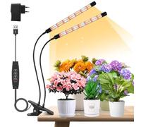 ANPSSSEN 2 cabezas de luces de plantas, V-Shape crecer luces para plantas de interior, de espectro completo crecer luces con clip, automático ON & OFF temporizador 3/9/12H