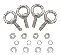 ANPTGHT Pernos de ojo M10 con arandelas de tuerca, 35 mm de longitud de rosca de acero inoxidable, anillo macho, tornillo roscado para levantamiento de hombros (paquete de 4)