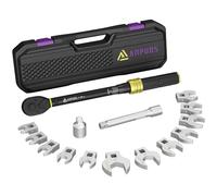 ANPUDS llave de torque llave de estrella de 3/8", 5-60Nm para bicicleta y motocicleta, juego de 15 piezas, tipo V, llave de horquilla, juego de llaves boca con barra de extensión de 125mm, adaptador