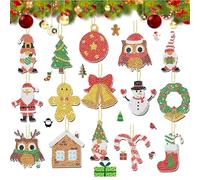 Anpumoony 5D Diamond Painting Navidad Colgante Niños Papá Noel Llavero Doble Cara Muñeco de Nieve Pintura Diamante DIY Kit Decoración Árbol de Navidad 15 Set
