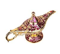 ANQIA Aladdin Lámpara mágica de Estilo Vintage para decoración de Mesa de Boda, decoración y Regalo, Caja de joyería clásica de aleación de Zinc (Dorado y Morado)