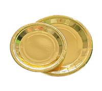 ANQIAOER 40 platos de papel dorados desechables de 7 y 9 pulgadas, platos dorados para fiestas, decoración de cumpleaños, celebración de boda, platos dorados metálicos para suministros de fiesta de
