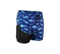 ANQKYO Bañador Tipo bóxer de Verano de poliéster Estampado, de Secado rápido, antivergüenza, de Talla Grande, Adecuado for Aguas Termales para NatacióN(Deep Blue,XL)