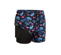 ANQKYO Bañador Tipo bóxer de Verano de poliéster Estampado, de Secado rápido, antivergüenza, de Talla Grande, Adecuado for Aguas Termales para NatacióN(Black,L)