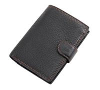 ANQKYO Cartera Hombre 1 Uds. Cartera de Cuero Genuino for Hombre y Mujer, Billetera Corta de Cuero Genuino, Cartera con Botones y múltiples Ranuras for Tarjetas(Black)