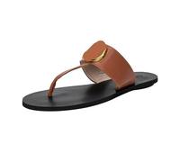 ANQKYO Chanclas for Mujer con Hebilla de Metal: Sandalias Planas clásicas, Suela Antideslizante y cómodo diseño Clip for Playa, Piscina Ropa Informal(Light Brown,36.7)