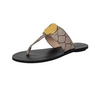 ANQKYO Chanclas for Mujer con Hebilla de Metal: Sandalias Planas clásicas, Suela Antideslizante y cómodo diseño Clip for Playa, Piscina Ropa Informal(Floral Brown,36.7)