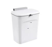 ANQKYO Contenedor de basura montado en la pared for el hogar, cocina, baño, gran capacidad, cubierta deslizante no perforada, contenedor de almacenamiento de residuos de cocina Para Cocina(9L,White)