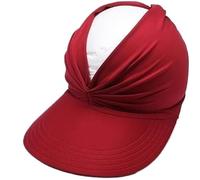 ANQKYO Gorra con Visera para Mujer con ProteccióN UV UPF Sombrero de Visera con protección UV UPF 50+ for Mujer, Gorra Cola Caballo Plegable Ligera ala Ancha for Playa Verano(Red)