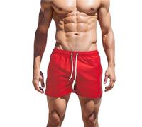 ANQKYO Pantalones Cortos de Playa Sencillos de Color sólido for Hombre, Pantalones Cortos Casuales de Verano con Estampado 3D, bañadores Holgados de Secado rápido para NatacióN(Red,130 (7T-8T))