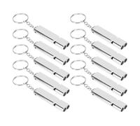 ANQKYO Silbato de Supervivencia Emergencia aleación Aluminio 10 Piezas, Tubo Doble Alta frecuencia con Llavero, for Acampar, Senderismo, Pesca, Actividades al Aire Libre(Silver)
