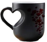 ANQKYO Taza Con Forma De CorazóN Que Cambia De Color Taza de cerámica mágica que cambia Color en forma corazón, diseño termocrómico revelador, taza café divertida y novedosa, 2 uds
