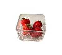 ANQKYO Tazón de vidrio cuadrado Simple de 250ML, tazón de helado for el hogar, fruta, postre, pudín, yogur, desayuno, ensaladera pequeña, 3 uds. Para Cocina(Clear3)