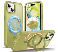 Anqrp Funda Invisible con Soporte magnético Giratorio de 360° para iPhone 15, Compatible con mag-Safe, Borde Antideslizante a Prueba de Golpes Mate para iPhone 15, Verde