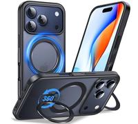 Anqrp Funda Todo en uno de 360° para iPhone 17 Pro, con Soporte magnético Giratorio, Compatible con mag-Safe, Resistente a los Golpes, MIL-Grade-iPhone 17 Pro, Color Negro