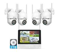 ANRAN [2025 Nueva] 3K Kit Camaras Vigilancia WiFi Exterior, 4X 5MP Sistema de Cámara Seguridad, 8CH 10.5'' NVR con HDD de 2TB, Grabación 24/7, Visión Nocturna, Audio de 2 vías, Seguimiento Automático