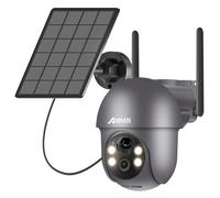 ANRAN 2K Cámara Vigilancia WiFi Exterior Solar, Detección de Movimiento PIR, Visión Nocturna a Color, Audio Bidireccional, Cámara 360 Exterior, Alarma de Luz y Sonido, Compatible con Alexa, Q01 Gris