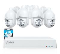 ANRAN 4K Kit Cámara Seguridad PoE, 4x8MP IP Cámara de Vigilancia Exterior/Interior, 8CH NVR con 2TB HDD, 360° Cámara con Movimiento Detector, 24/7 Grabación Continua, IP67 Impermeable, Audio de 2 Vías