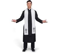 Anraocoss Disfraz de sacerdote para hombre, disfraz de vicario para Halloween, disfraz religioso, talla S