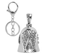 Anrbb Guardian Bell - Juego de llaveros, diseño de ángel de la guarda de la moto, campana, acero inoxidable, plata, S